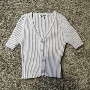 Women's Purple Ribbed Button Down Shirt